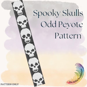 Spooky Skulls Odd Count Peyote Bracelet Pattern | Halloween Beading Pattern