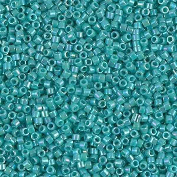 DB0166 Opaque Turquoise AB Miyuki Delica Bead | Size 11/0 | Japanese Seed Beads | Beadweaving & Beadwork Supply