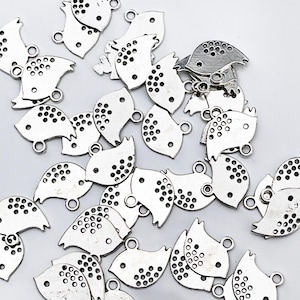 Antique Silver Bird Charms for Bracelet Necklace Earrings Handmade Jewelry Making | 10pcs