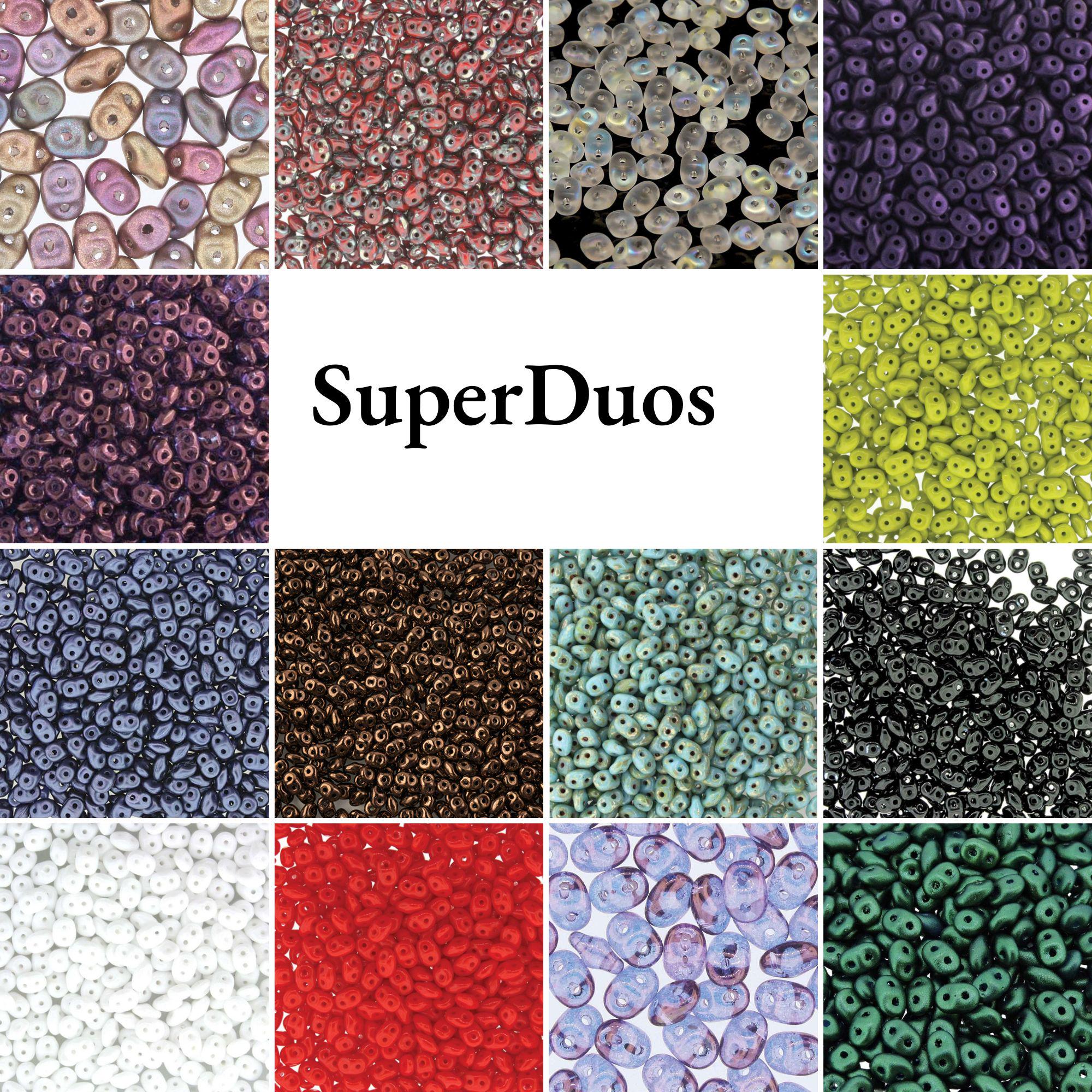 Superduo Czech Glass 2 Hole Beads | 2 Inch Tube | Appx. 8 Grams