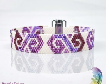 Bracelet peyotl prisme même comte violet motif de tissage de perles | Modèle numérique uniquement