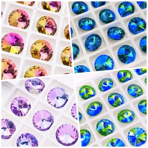 14mm Faceted Rivoli Silver Foiled Pointed Back Crystal Fancy Stone | Rhinestone Crystal | | Multiple Colors | 4pcs