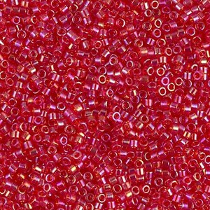 DB0172 Transparent Red AB Miyuki Delica Bead | Size 11/0 | Japanese Seed Beads | Beadweaving & Beadwork Supply