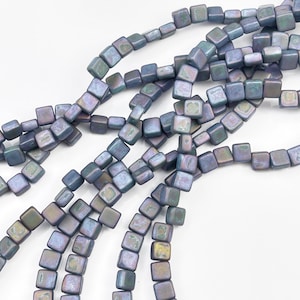 5mm Two Hole Tile Beads | Multiple colors | Czech Glass Strands | 2 Hole Beads