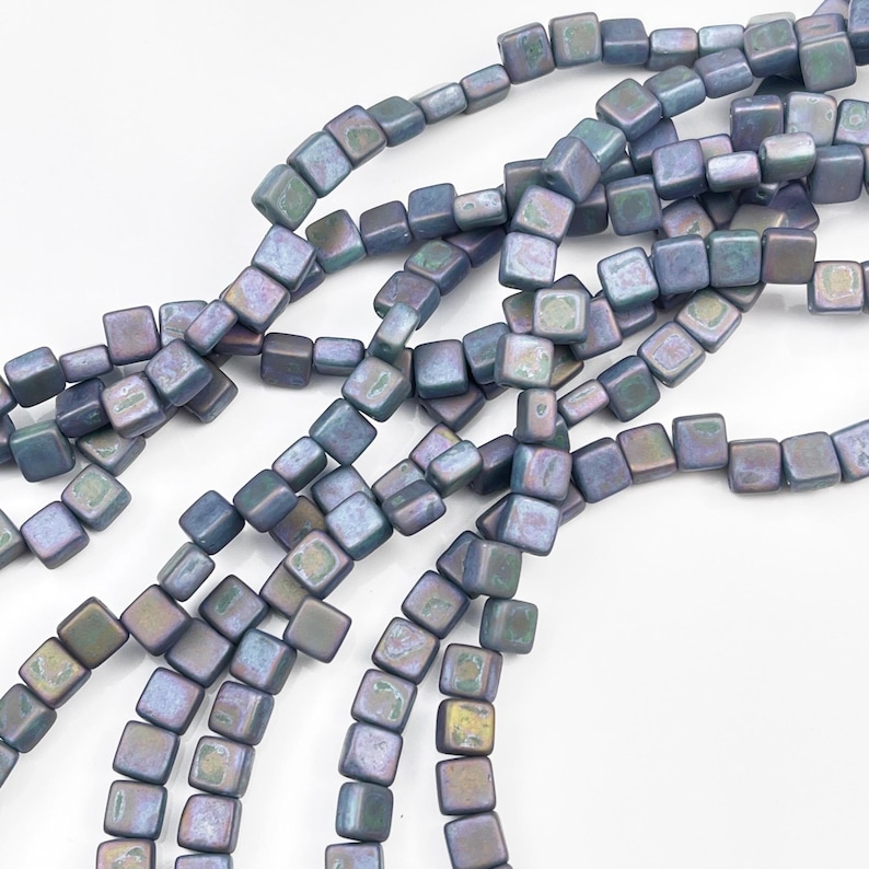 5mm Two Hole Tile Beads Multiple Colors Czech Glass Strands 2 Hole