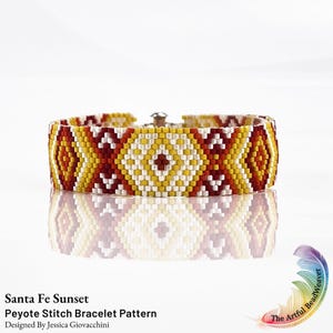 Santa Fe Sunset Pattern | Odd Count Peyote Bracelet | Pattern Only | Desert Inspired | Western Style