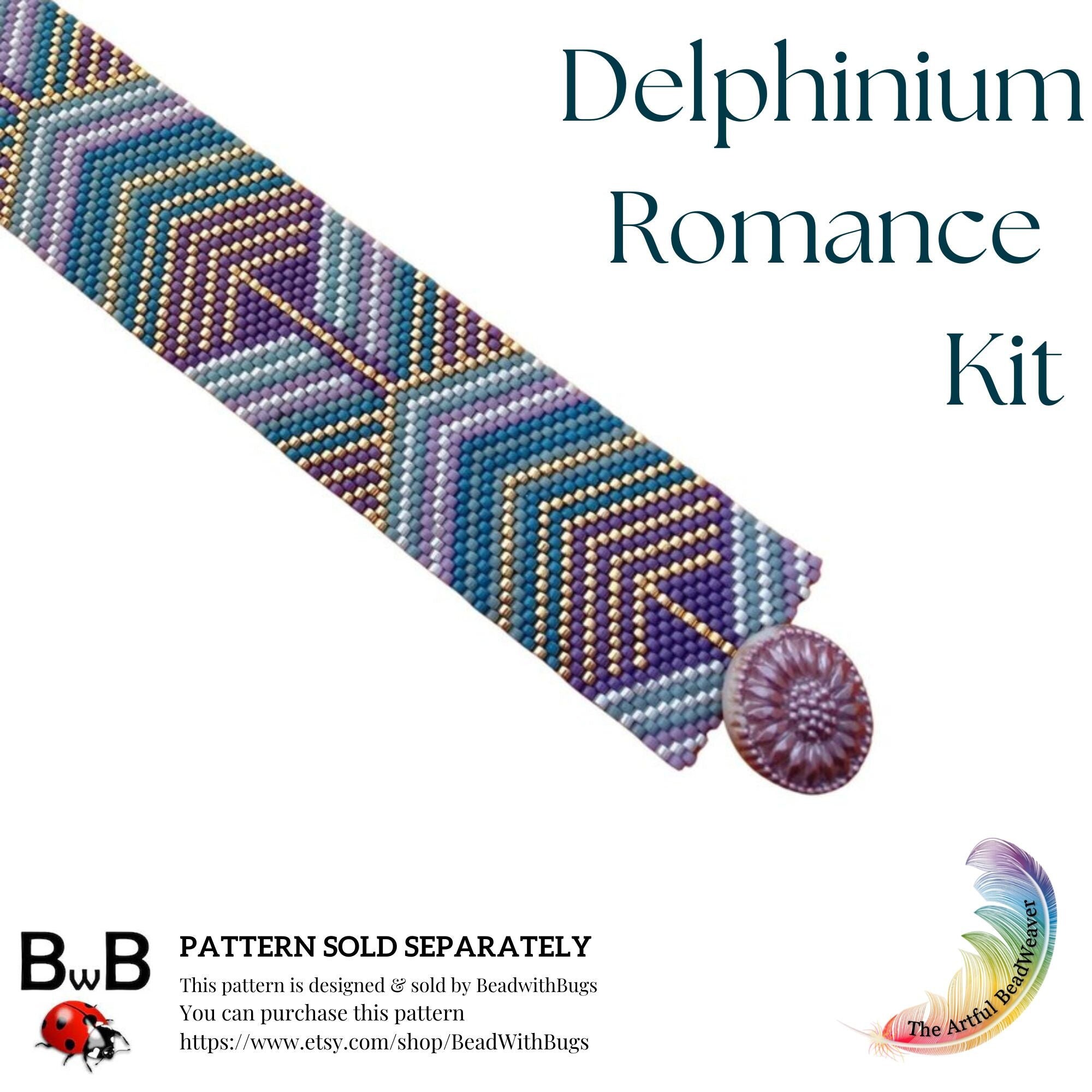 Delphinium Romance Odd Count Peyote Bracelet Kit Beadwork Bracelet
