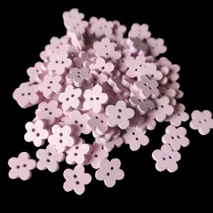 50 kleine Knöpfe Blumen aus Holz 10 mm Blumenknöpfe bunt 7 Farben zur Auswahl Rosa