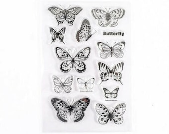 Schmetterlinge Butterfly Falter 13 teilig - Stempel Clear Stamps Motivstempel