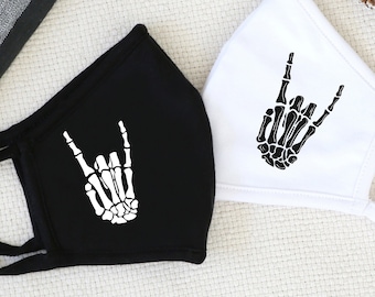 Skeleton Hand Mask  | Punk Skeleton | Halloween Mask | Reusable Face Mask l