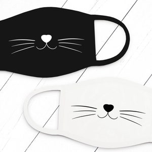 Cat Face Mask  | Cat Halloween Mask | Cat Face with whiskers | Reusable Face Mask