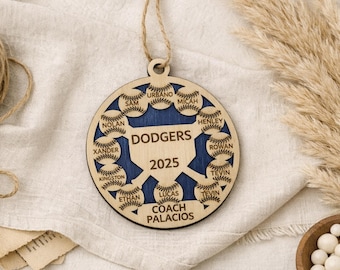 Personalized Baseball Coach Gift, Wooden Baseball Coach Ornament – Custom Team Gift, Engraved Basswood Keepsake