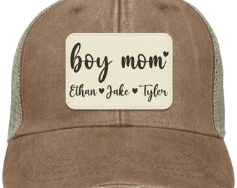 Custom Mom Hat, Personalized Mom Baseball Cap, Boy Mom, Motherhood Hat