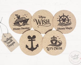 Nautical Cork Coasters – Personalized Cruise Gift | Fish Extender & Pixie Dust Gift | Custom Cruise Door Gift | Ocean Theme Coaster Set