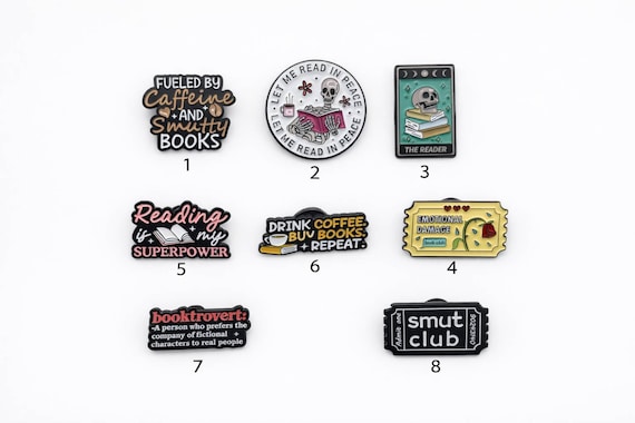 Reading Lover Enamel Pin Set – Bookish Gifts for Readers, Bibliophile Pins, Cozy Book Club Accessories