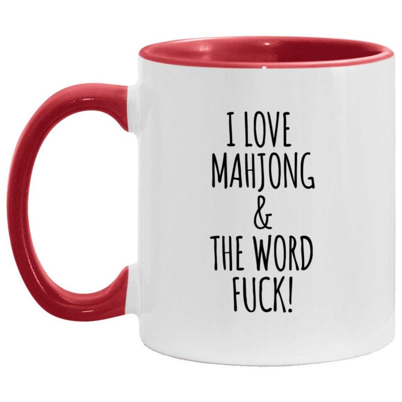 Funny Mahjong Mug, I Love MAHJONG & The Word F! Cup, Mahjong Coffee Mug with optional Matching Coaster image 6