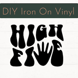 Prêt à appuyer sur le fer High Five sur le décalcomanie, le fer du 5e anniversaire sur le décalcomanie en vinyle DIY, le fer à repasser sur le décalque de cinq vêtements, le décalcomanie de la chemise du 5e anniversaire