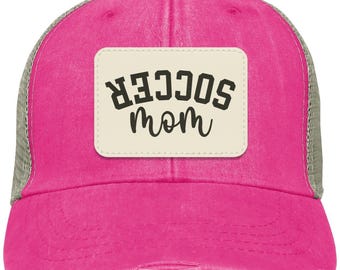 Soccer Mom Hat – Upside Down Soccer Style Print, Cute Soccer Mom Cap, Adjustable Soccer Mom Hat in Multiple Colors, Sports Mom Gift
