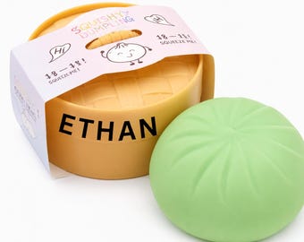 Personalized Squishy Dumpling Toy – Custom Name Stress Ball, Cute Kids Gift, Kawaii Plush Dumpling