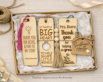 Gepersonaliseerde houten bladwijzer leraar, gepersonaliseerde bladwijzer, cadeau leraar waardering, aangepast cadeau leraar, eindejaar cadeau leraar