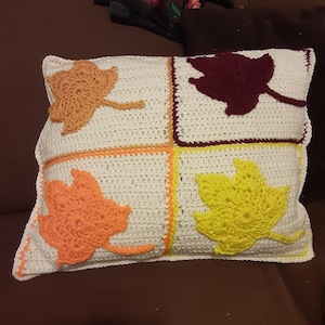 Crochet Autumn Leaves Pillow