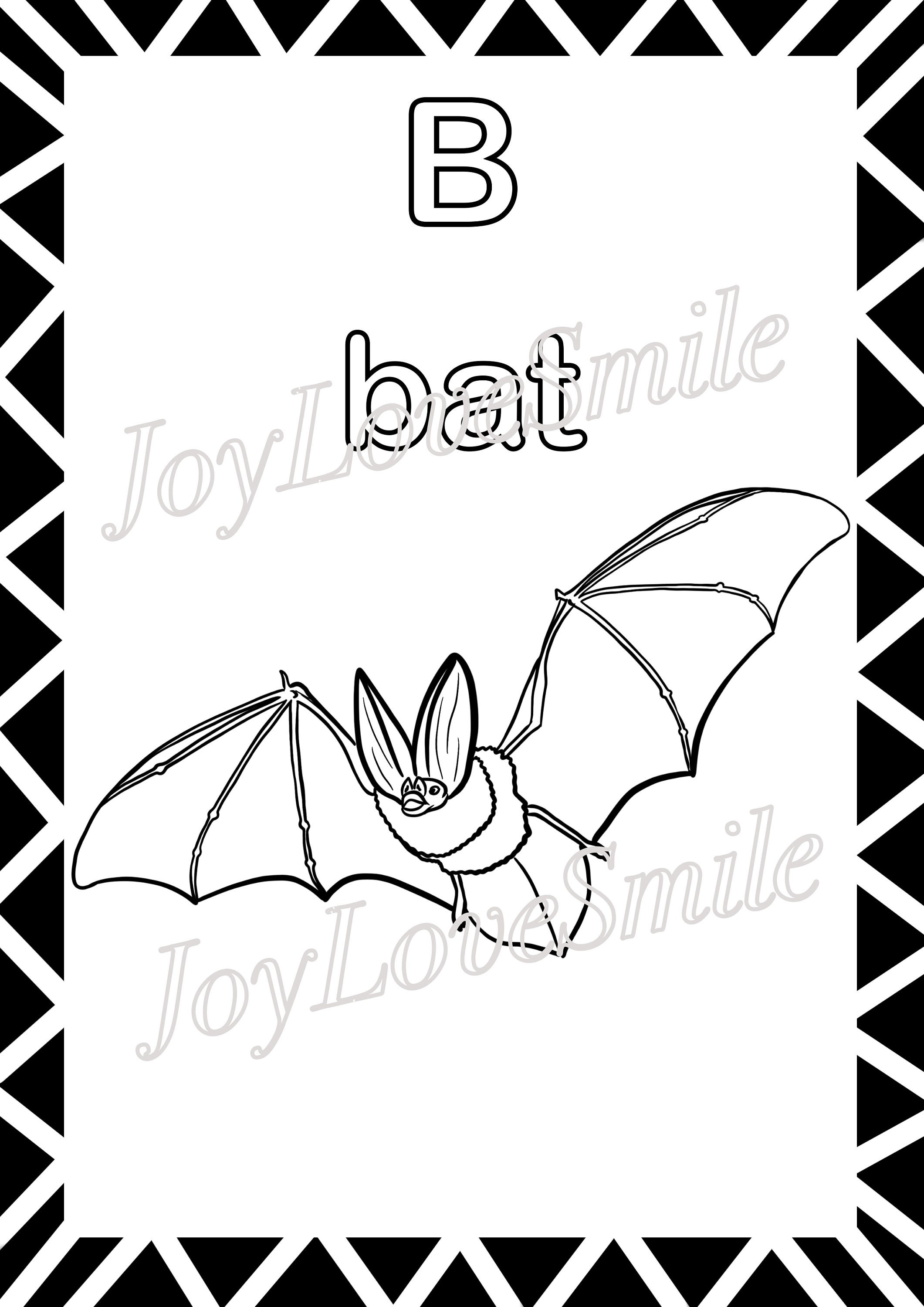 B is for Bat Colouring Page Instant - Il Fullxfull.3282770237 8i0i 