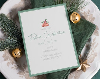 Christmas Celebration Festive Party Invitation | Editable Template | Christmas Pudding Party Printable Invite | Adult Celebration | Digital