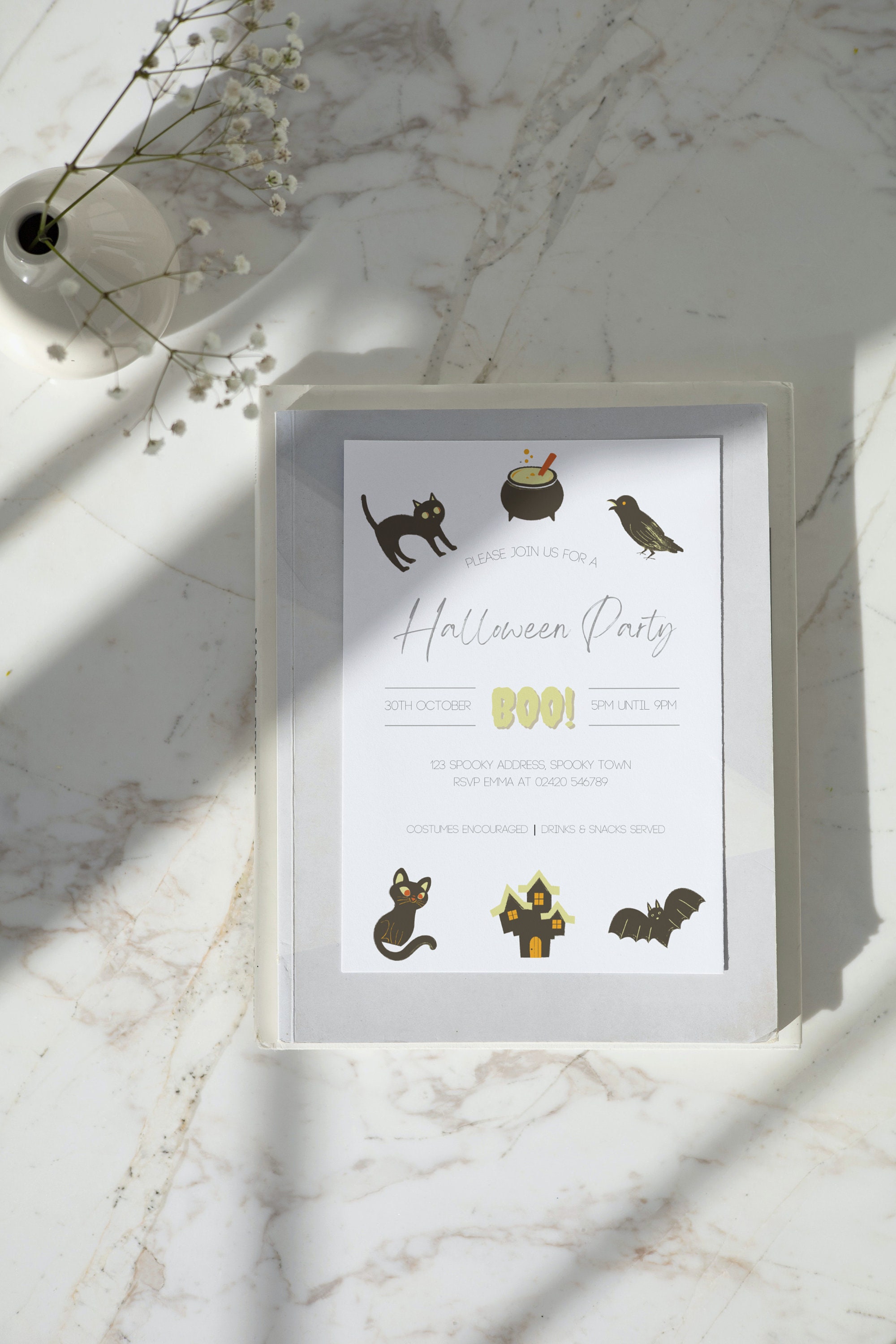 Minimalist Halloween Party Invitation Editable Invitation Etsy