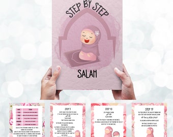 Digital Download Pink Salah flash cards - islamic gifts - eid and ramzan gifts - learning