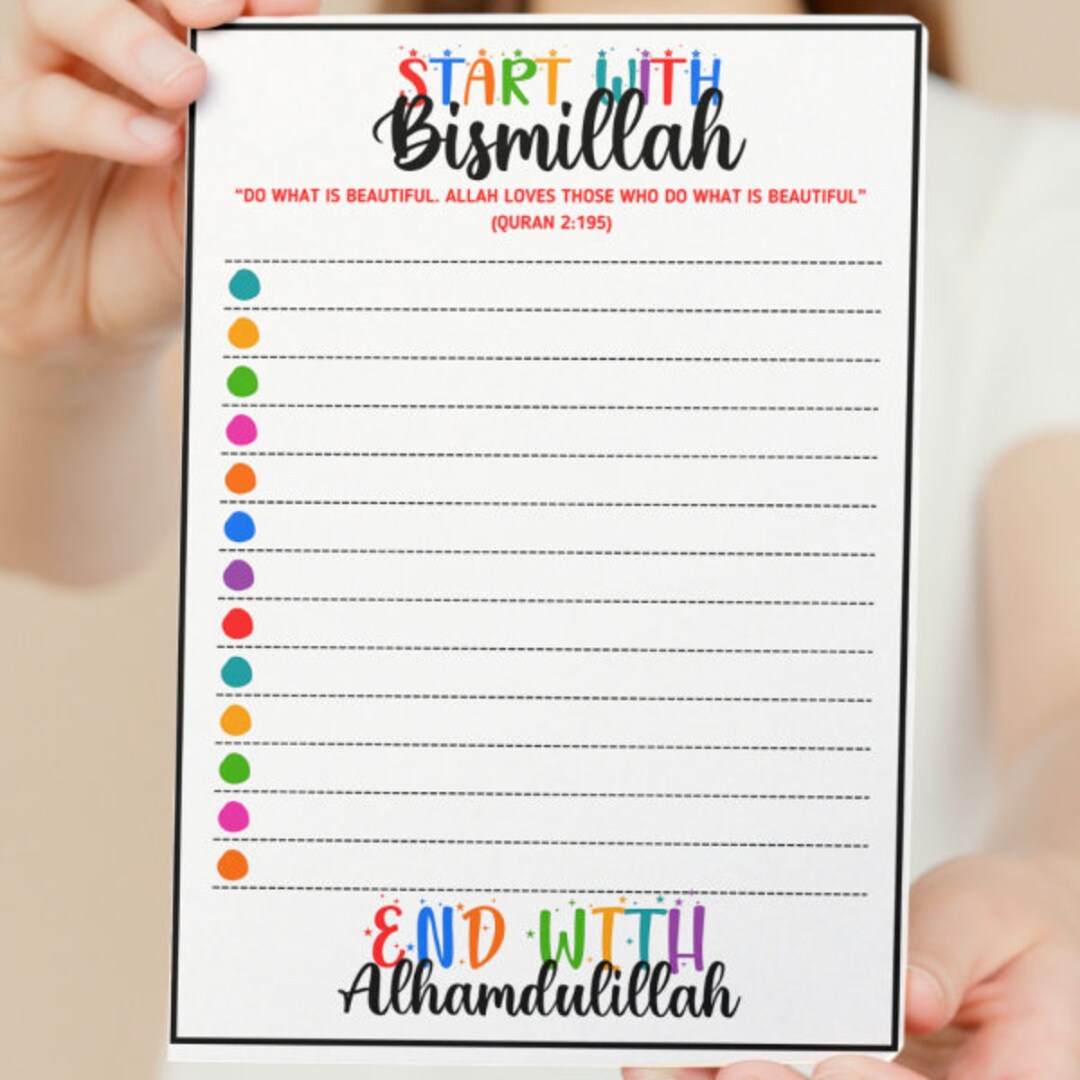 Start With Bismillah Colourful A5 Notepad to Do Lists Islamic to Do ...