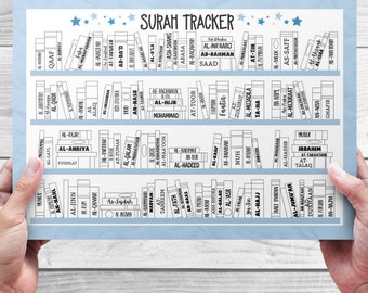 Colour in Surah Tracker A4 Islamic Chart Quran, Muslim Colouring Card
