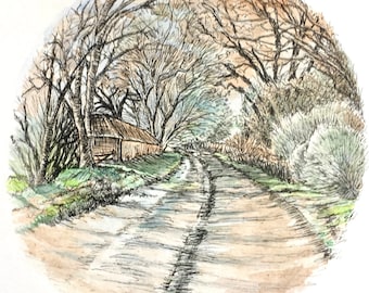 Wyoming Landscape Art Print – Pen and Ink Sketchbook Drawing - Etsy