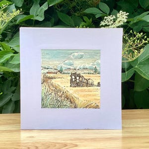Harvest Time, une carte de voeux dessinée et peinte à la main