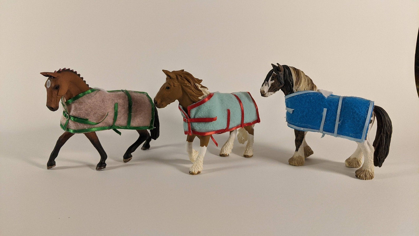 Handmade Felt and Ribbon Blankets for Schleich Horses in Etsy