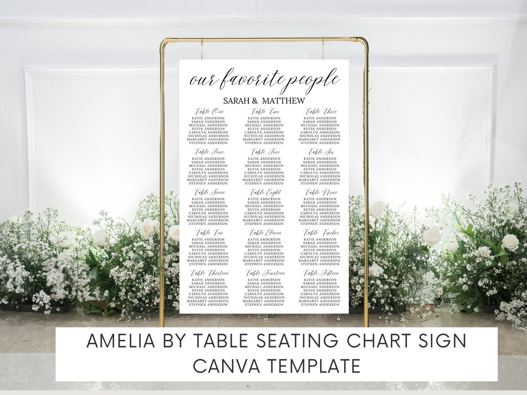 Modern Wedding Seating Chart Sign Customizable Canva Template - Amelia ...