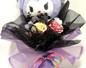 Ramo de flores de papel, rosa, regalo de cumpleaños, graduación, regalo de baby shower, peluche kawaii