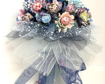 Flor de caramelo de galaxia, día de San Valentín, multiuniverso, feliz cumpleaños, aniversario, compromiso, ramos de boda