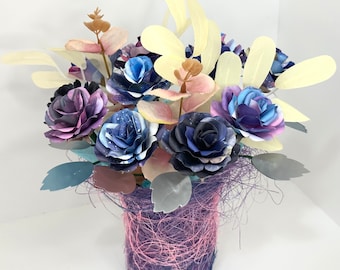 Pink Galaxy paper flower bouquet, origami flowers, wedding, engagement, bachelorette, centerpieces, party, graduation
