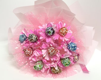 Ramo de flores de piruleta, dulces, golosinas, comestibles