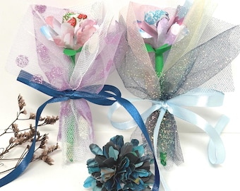 Ramo de flores de piruleta de caramelo arcoíris, Día de San Valentín, cumpleaños, quinceañera, dulces 16, orgullo LGBTQ, espectáculo de baile, aniversario