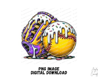 Helado de sóftbol morado con goteo PNG, equipo deportivo juvenil de béisbol, archivo digital, mamá de sóftbol, helado con chispas, sublimación, descarga digital