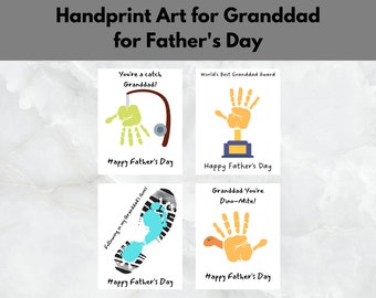 Fathers Day Granddad Handprint Art Kids Handprint Fathers Day Printable Granddad You’re Dino-mite Handprint Art Footprint Art Craft for kids