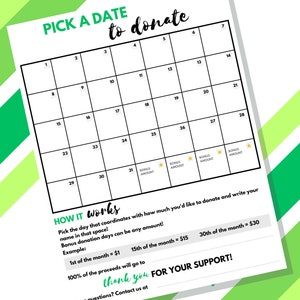 Pick A Date To Donate Fundraiser Calendar Pay The Date Fundraiser Pick A Date Instant Download for Cheer Dance Prom High School Senior Class