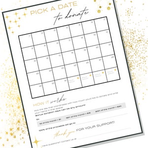Pick A Date To Donate Fundraiser Calendar Pay The Date Fundraiser Pick A Date Instant Download for Cheer Dance Prom High School Senior Class