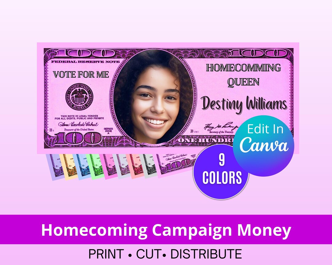 Editable Campaign Money Template for Voting or Elections