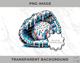 Baseball Ice Cream Drip Blue PNG Baseball Youth Sport Team Digital File Baseball Mom Ice Cream Sprinkle Sublimation Digital Download