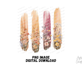 Wildflower PNG Brushstroke Design Flower Brush Strokes Design PNG File Brushstroke Shirt PNG Digital Download for Sublimation