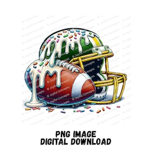 Football Ice Cream Drip Green Yellow PNG Football Youth Sport Team Digital File Football Mom Ice Cream Sprinkle Sublimation Digital Download