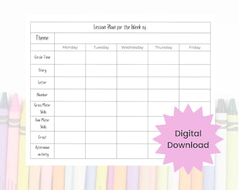 Lesson Plan Template Preschool Lesson Planner Homeschool Weekly Lesson Plan Daycare Curriculum PDF Template Printable