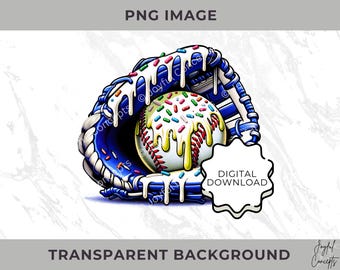 Baseball Ice Cream Drip Navy + Gold PNG Baseball Youth Sport Team Digital File Baseball Mom Ice Cream Sprinkle Sublimation Digital Download